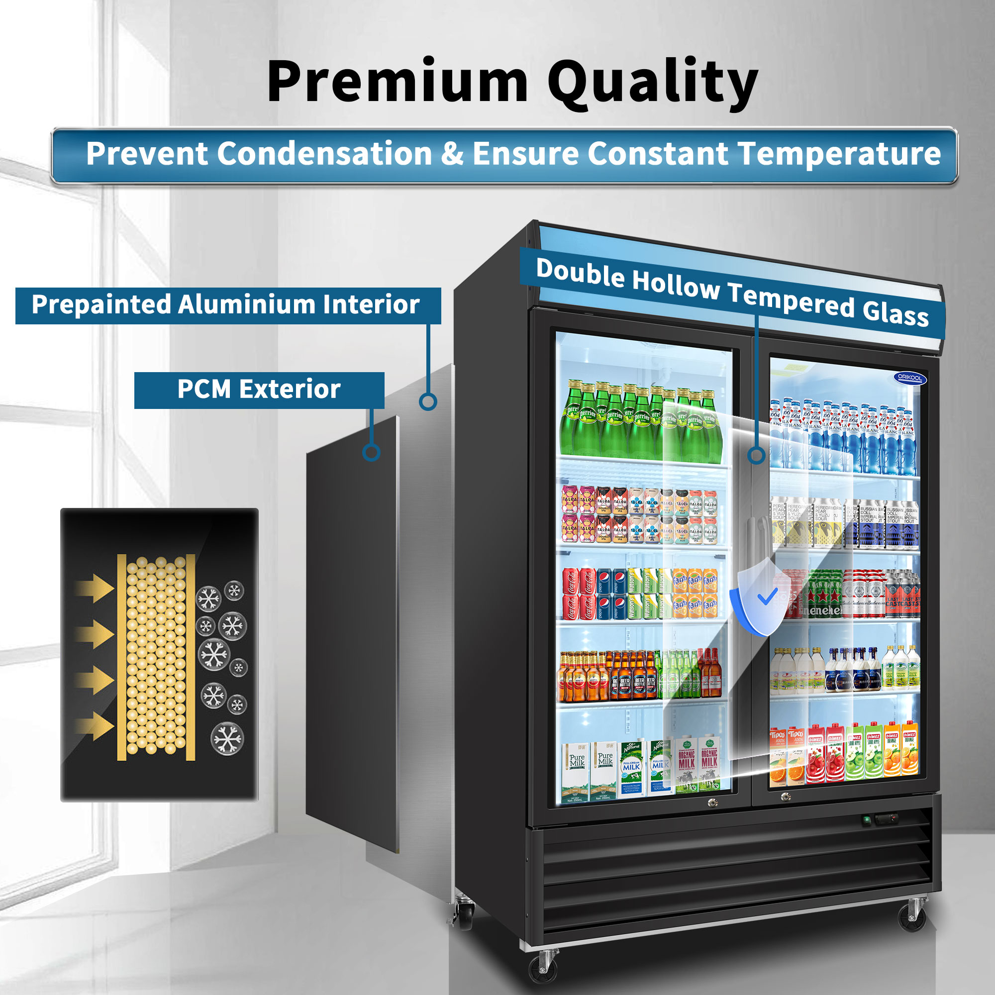 Orikool Swing Door Commercial Display Freezer