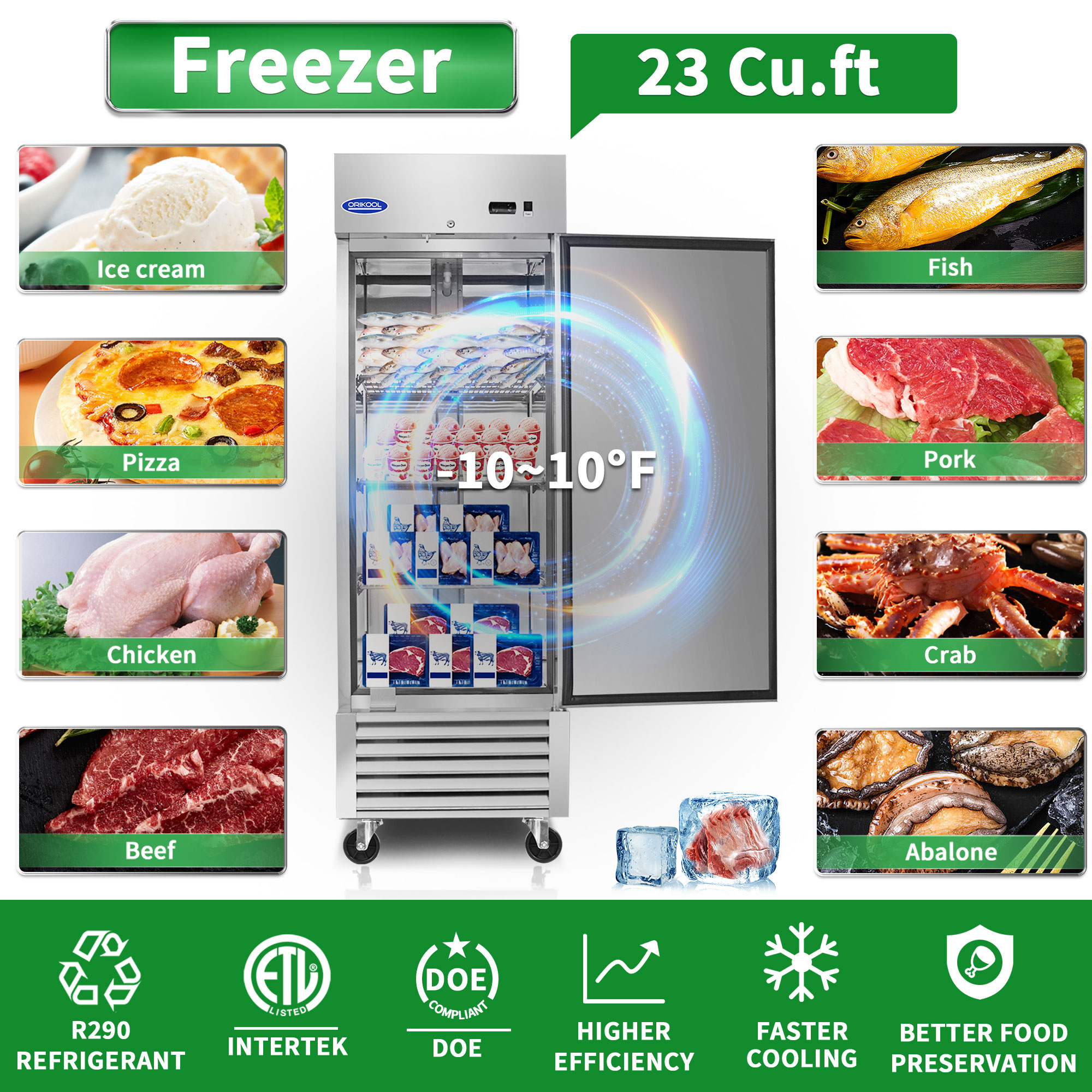 Orikool 27" Commercial Upright Freezer