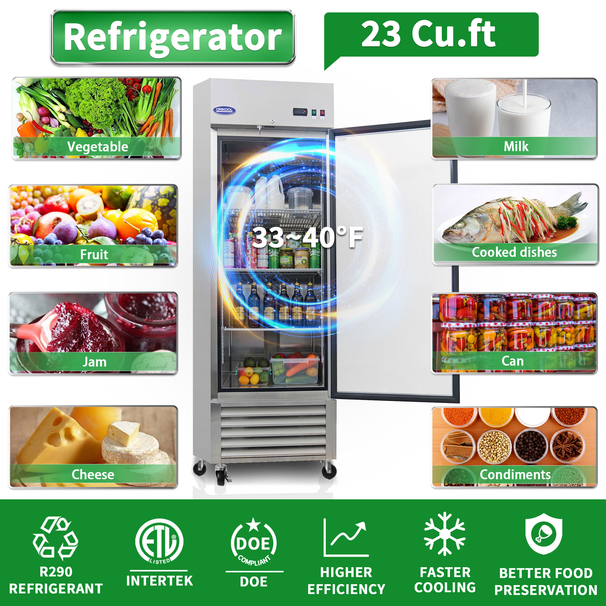 Orikool 27" Commercial Display Refrigerator
