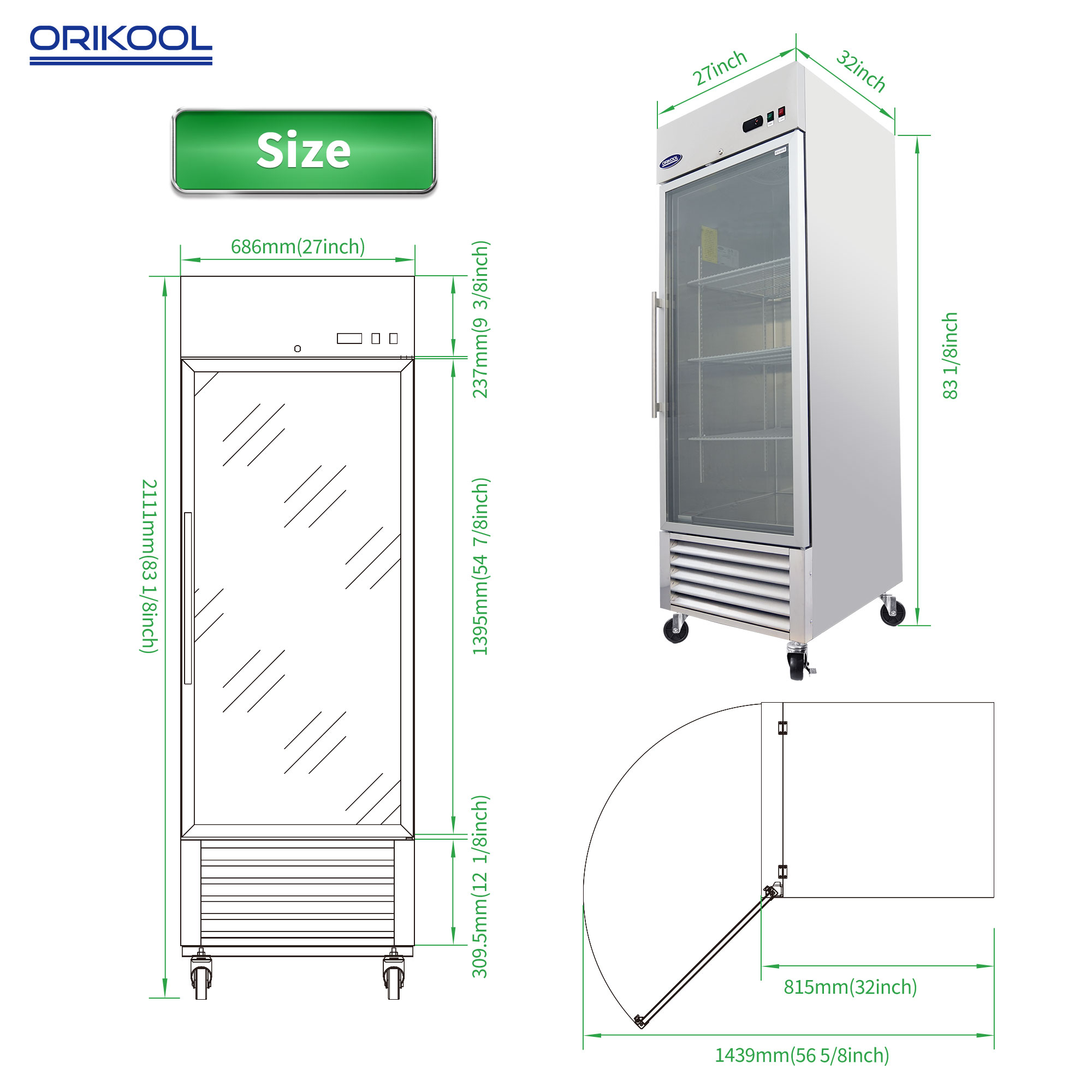 Orikool 27" Commercial Display Refrigerator