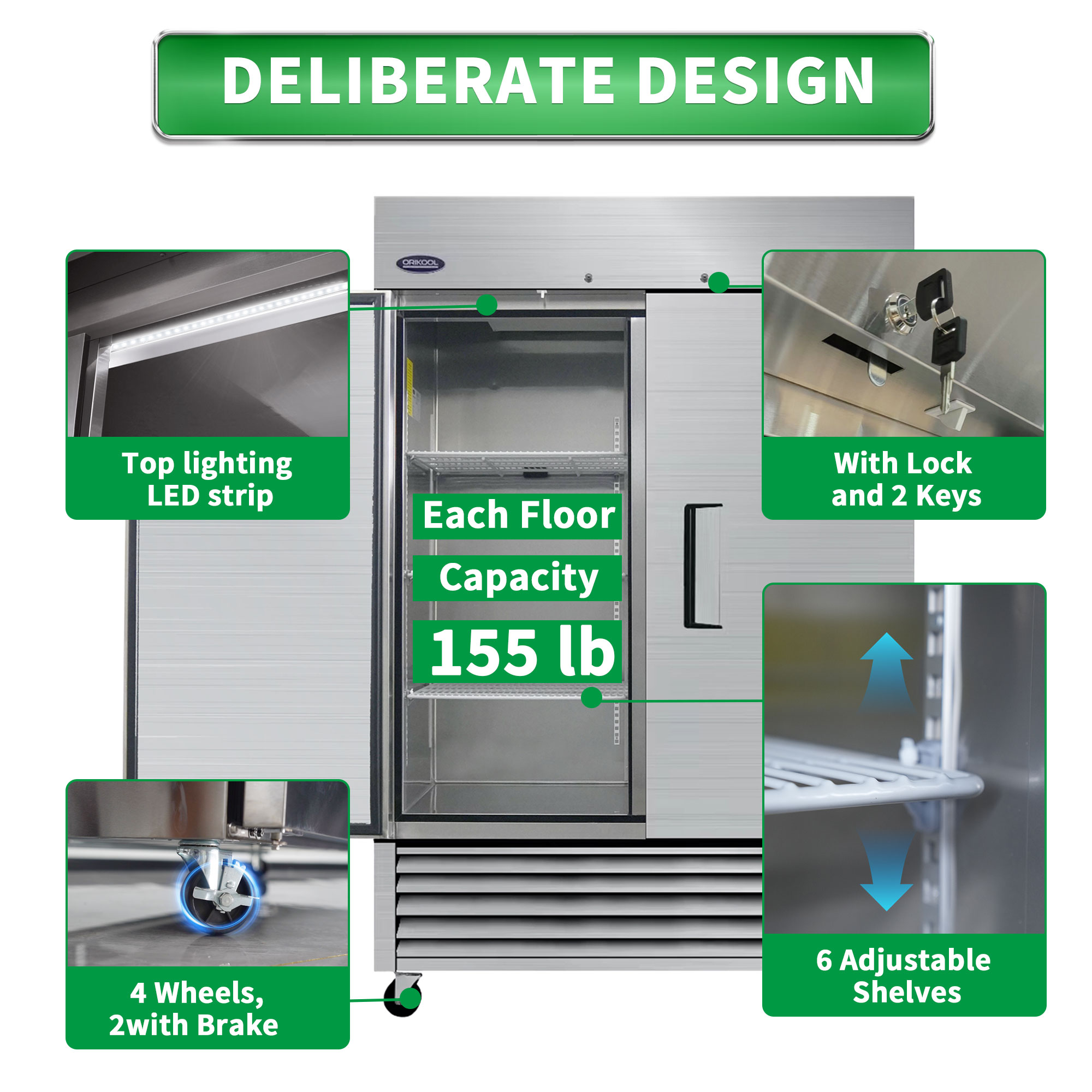 Orikool 54" Commercial Refrigerator