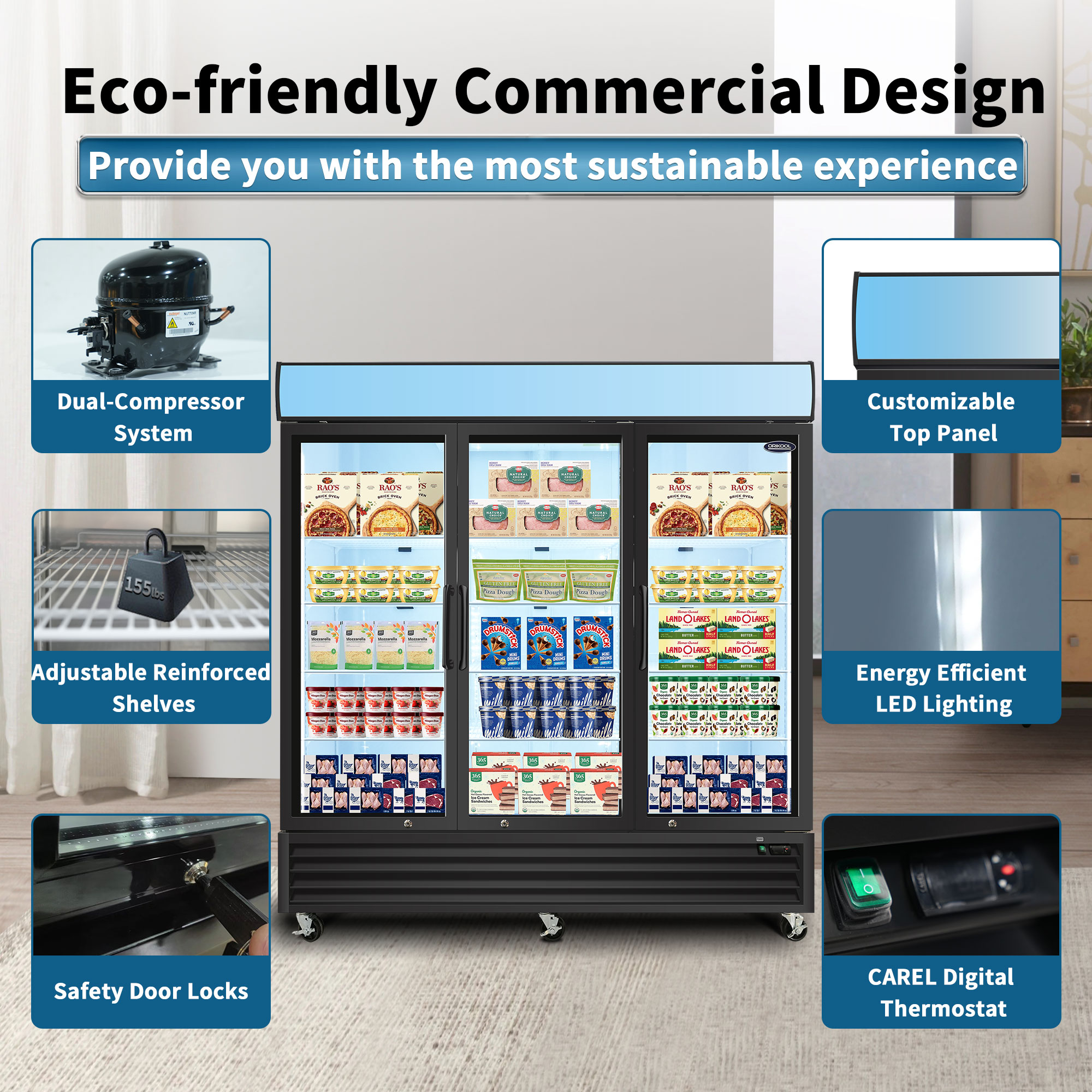 Orikool Commercial Reach-In Display Freezers