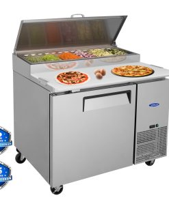 Orikool 44 IN Commercial Pizza Prep Table with a Built-in Refrigerator
