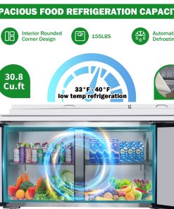 Orikool 93 In Commercial Pizza Prep Table With A Built-in Refrigerator