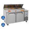 Orikool 67 IN Commercial Pizza Prep Table with a Built-in Refrigerator