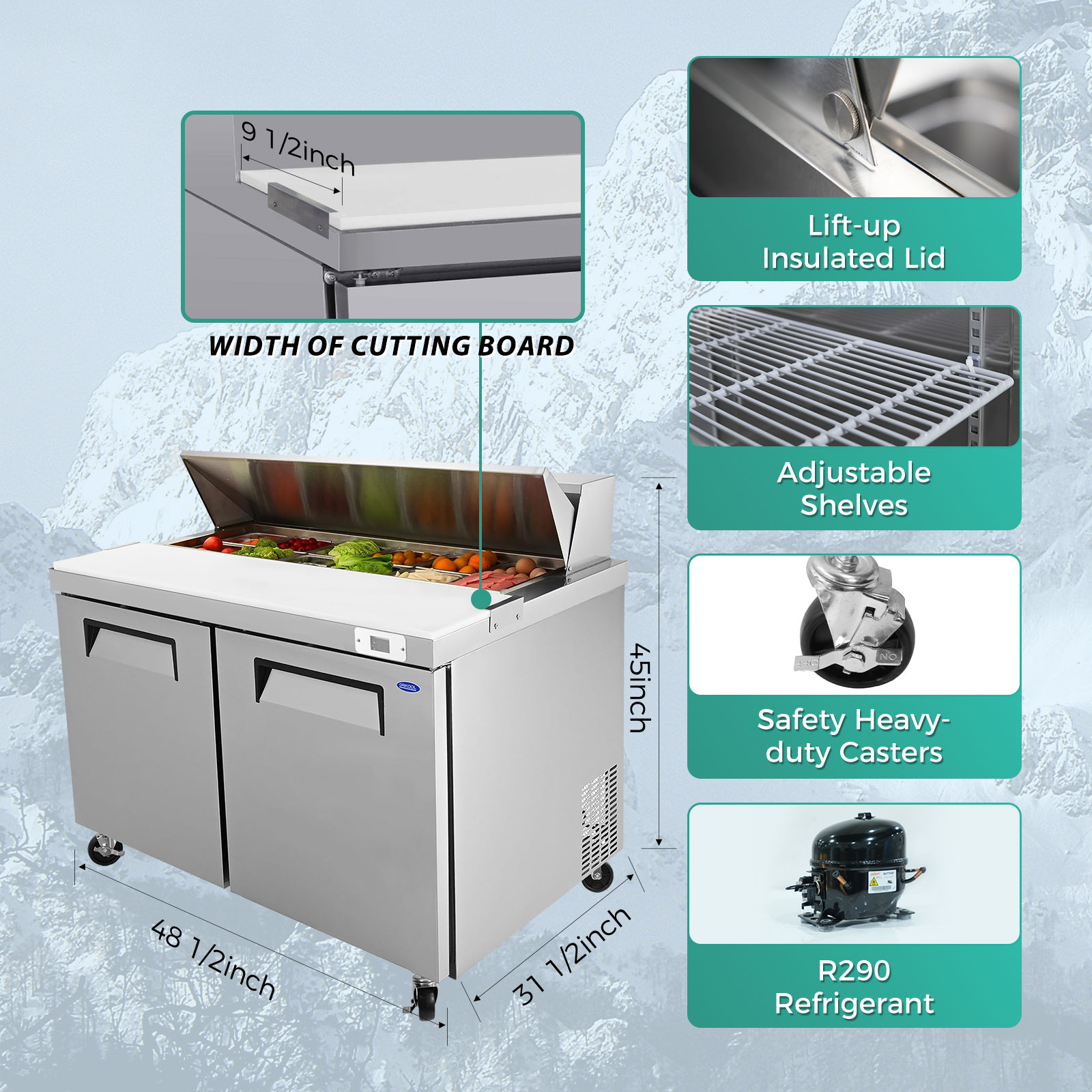 Orikool 48 IN Commercial Refrigerators