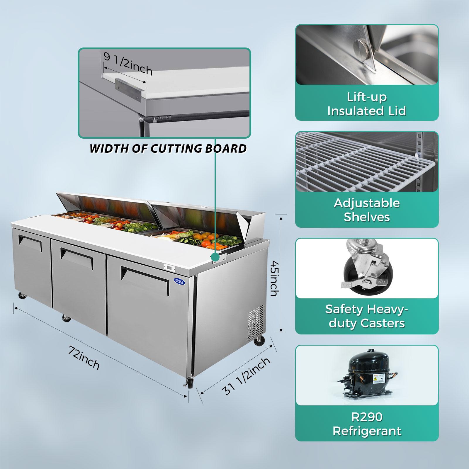 Orikool 72 In Commercial Refrigerators