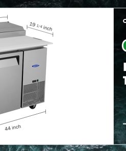 Orikool 44 IN Commercial Pizza Prep Table with a Built-in Refrigerator