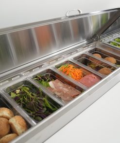 Orikool 67 IN Commercial Pizza Prep Table with a Built-in Refrigerator