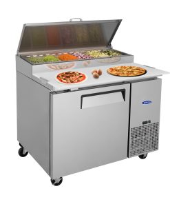 Orikool 44 IN Commercial Pizza Prep Table with a Built-in Refrigerator