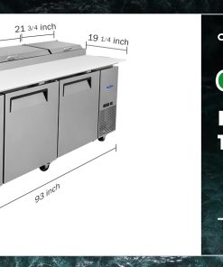 Orikool 93 In Commercial Pizza Prep Table With A Built-in Refrigerator