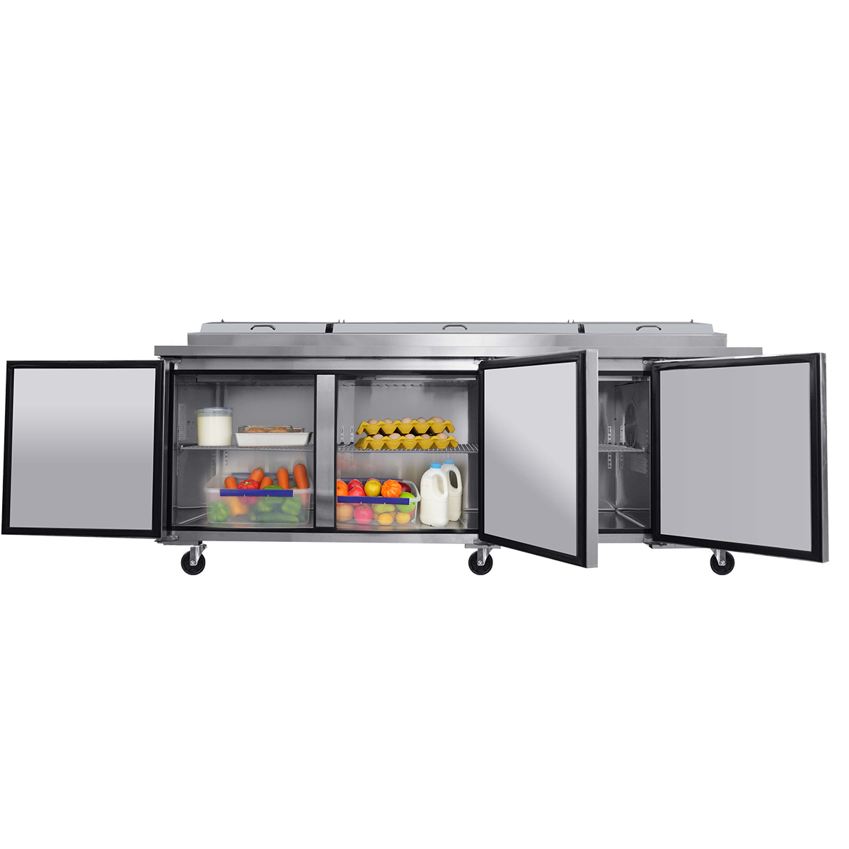 Orikool 93 In Commercial Pizza Prep Table With A Built-in Refrigerator