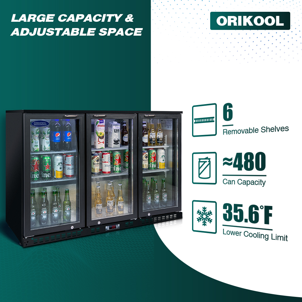 Orikool 3 Glass Door Beverage Refrigerators