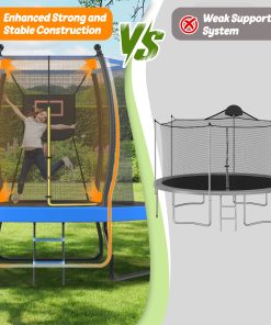 8FT Trampoline with Basketball Hoop, Enclosure net and Ladder