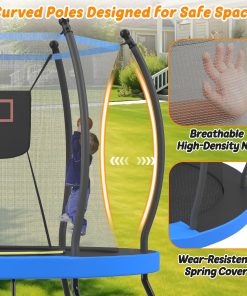 8FT Trampoline with Basketball Hoop, Enclosure net and Ladder