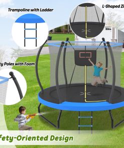 10FT Trampoline with Basketball Hoop, Enclosure net and Ladder