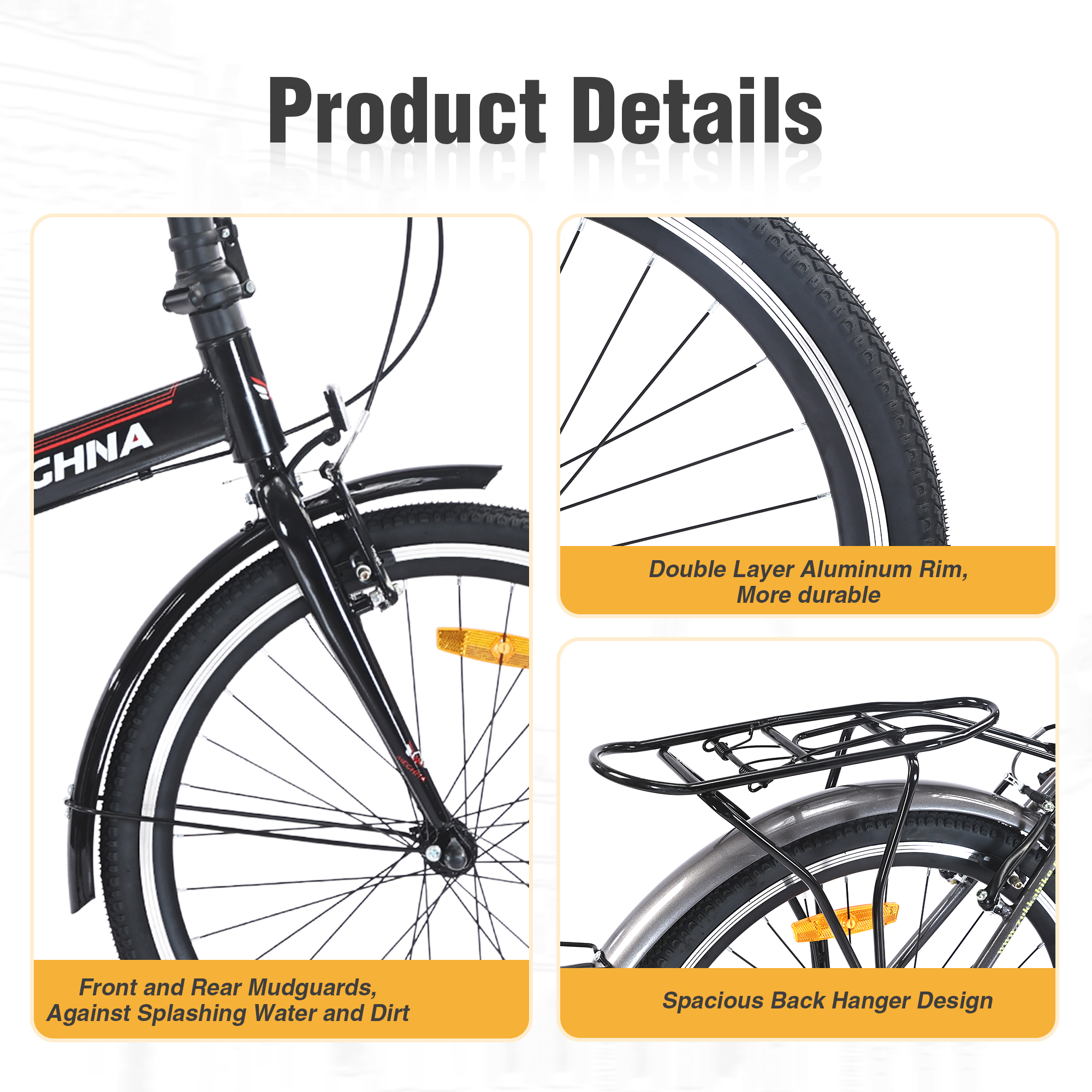 24 Inch Folding Bike for Adults with Fenders