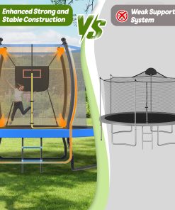 10FT Trampoline with Basketball Hoop, Enclosure net and Ladder