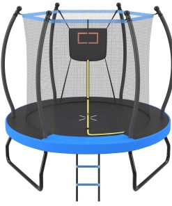 8FT Trampoline with Basketball Hoop, Enclosure net and Ladder