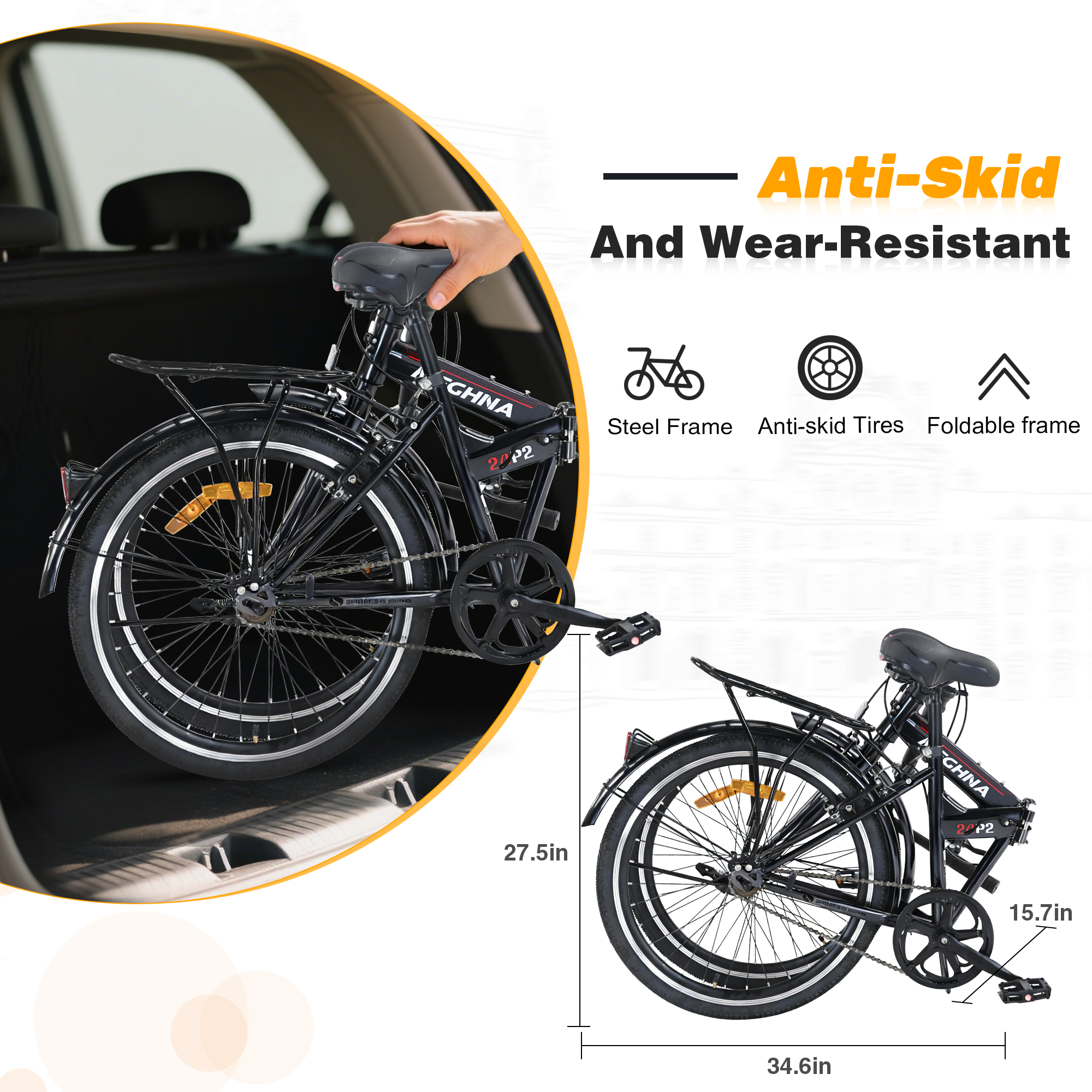 24 Inch Folding Bike for Adults with Fenders