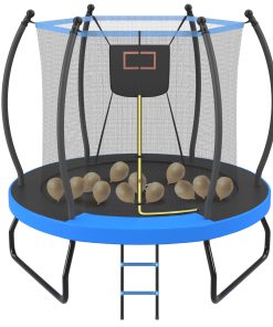 8FT Trampoline with Basketball Hoop, Enclosure net and Ladder