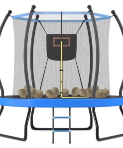 8FT Trampoline with Basketball Hoop, Enclosure net and Ladder
