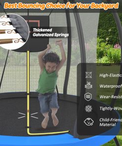 8FT Trampoline with Basketball Hoop, Enclosure net and Ladder