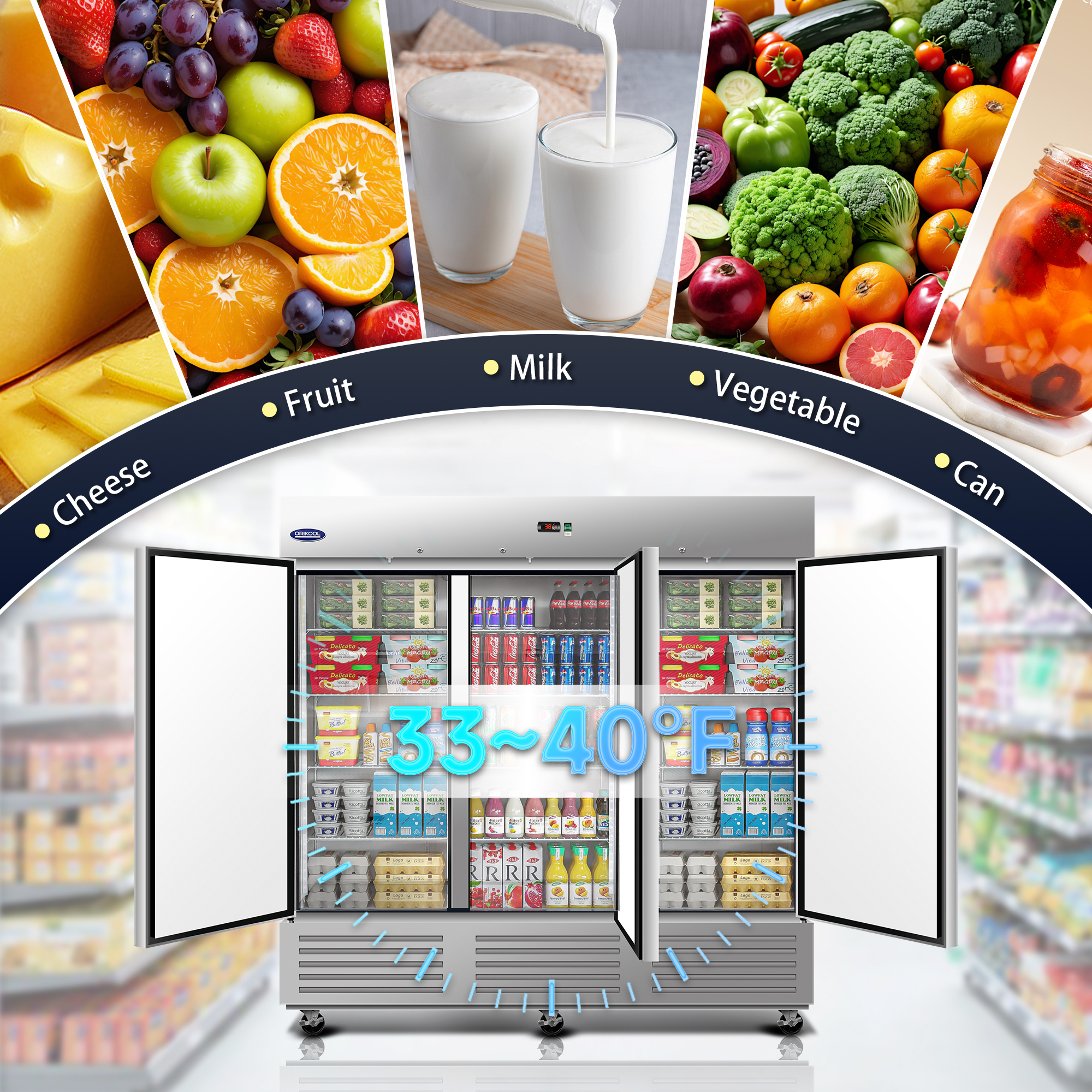 Orikool 81" Commercial Reach-In Refrigerators