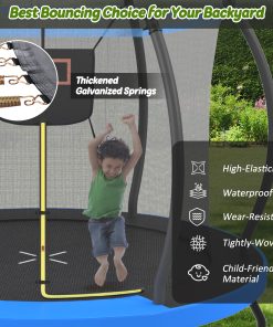 10FT Trampoline with Basketball Hoop, Enclosure net and Ladder