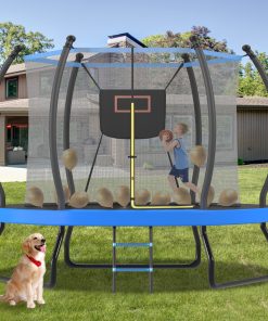 10FT Trampoline with Basketball Hoop, Enclosure net and Ladder