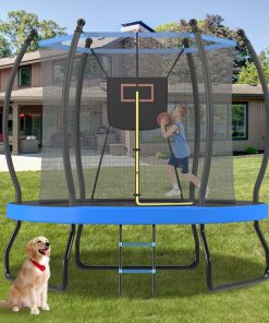 8FT Trampoline with Basketball Hoop, Enclosure net and Ladder
