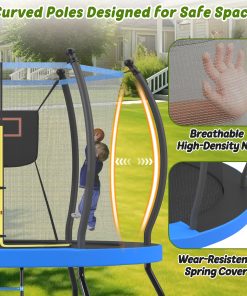 10FT Trampoline with Basketball Hoop, Enclosure net and Ladder