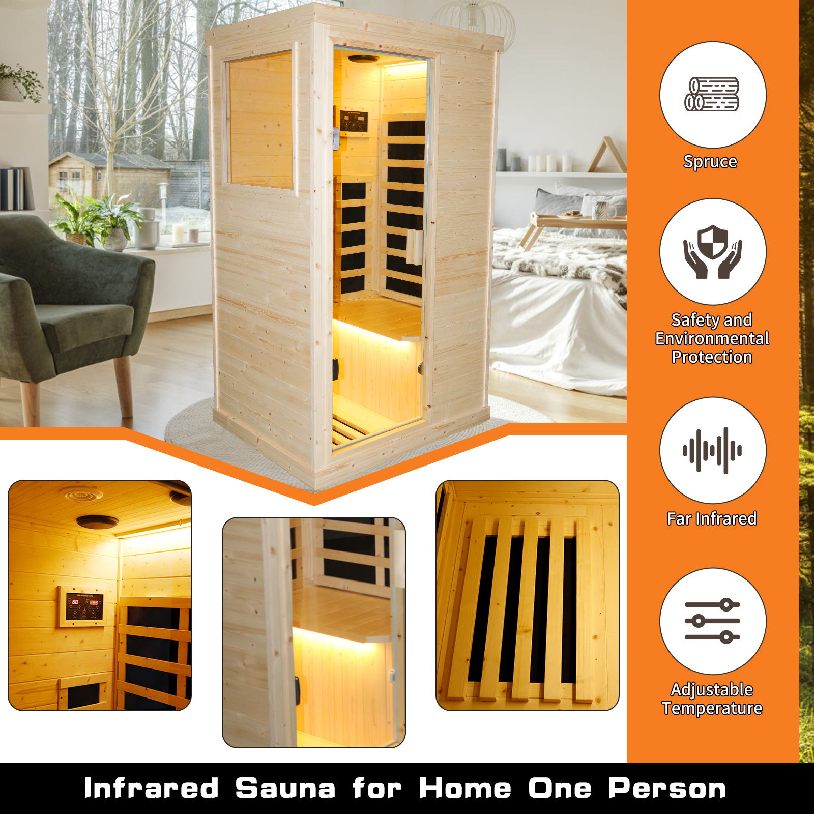 Single Person Spruce Far Infrared Sauna