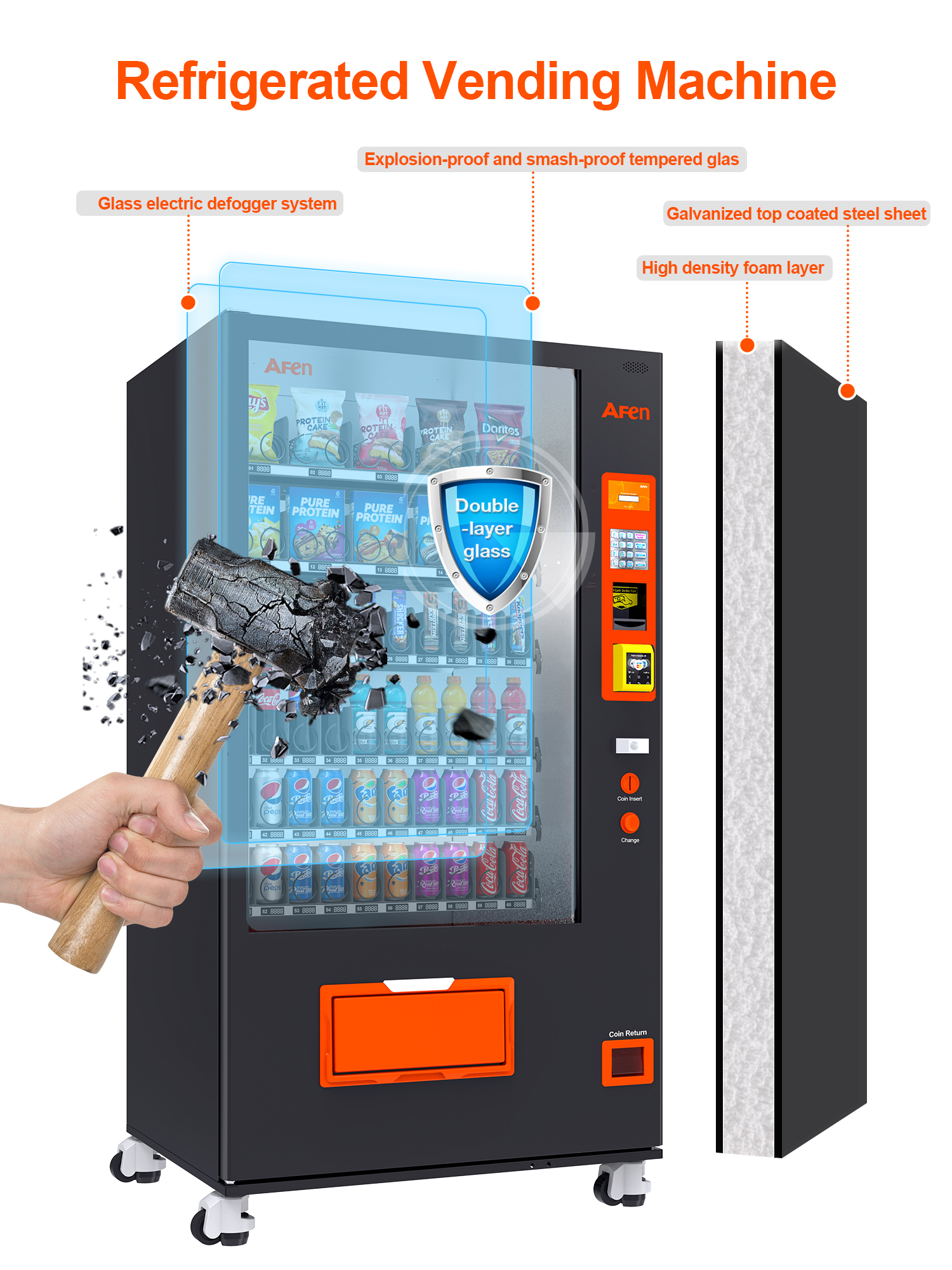 Snack & Drink Vending Machine With Credit Card Reader