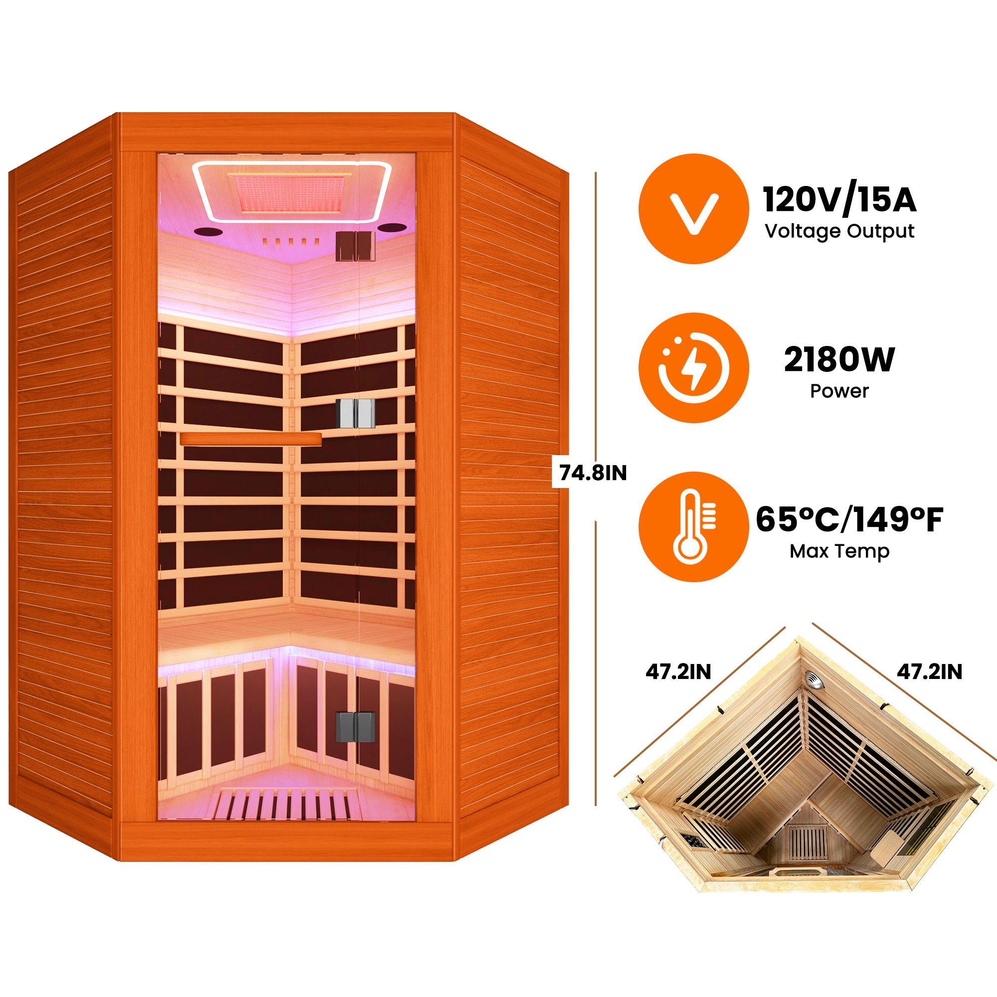 Hemlock Pentagonal Double Sauna