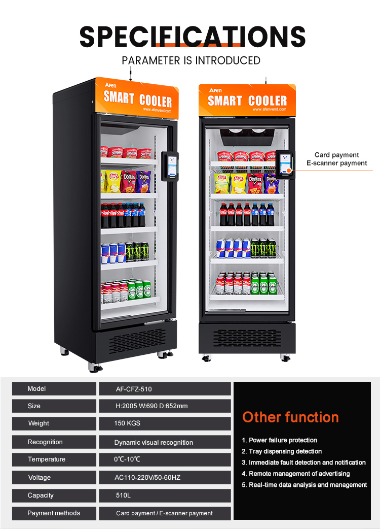 Refrigerated Vending Machine with Card Reader
