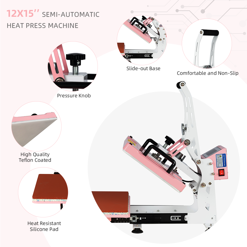 12x15 Semi-automatic Heat Press Machine