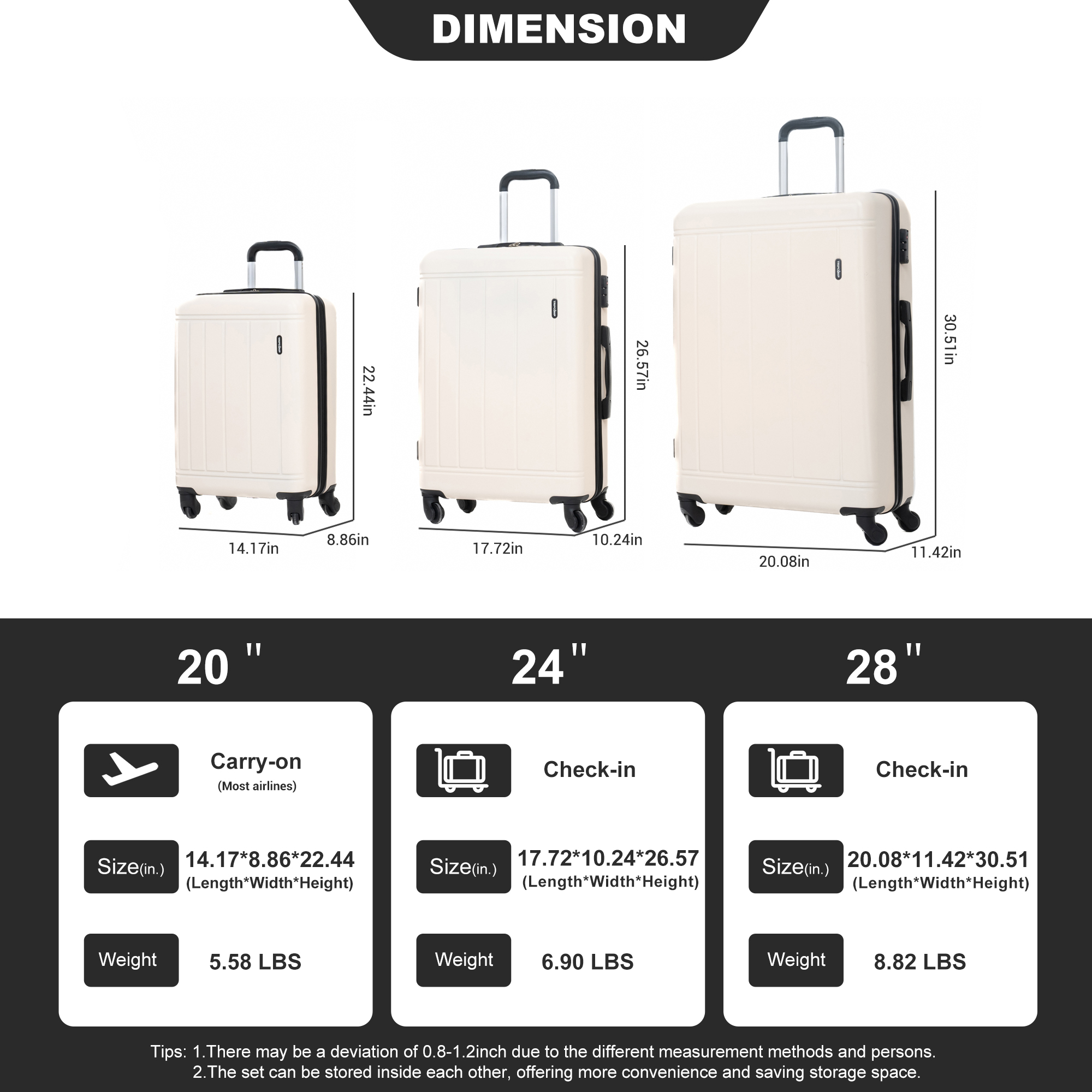 ABS+PC Hardshell Carry on Luggage Set