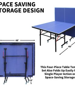 AOKUNG 8ft Mid-Size Table Tennis Table