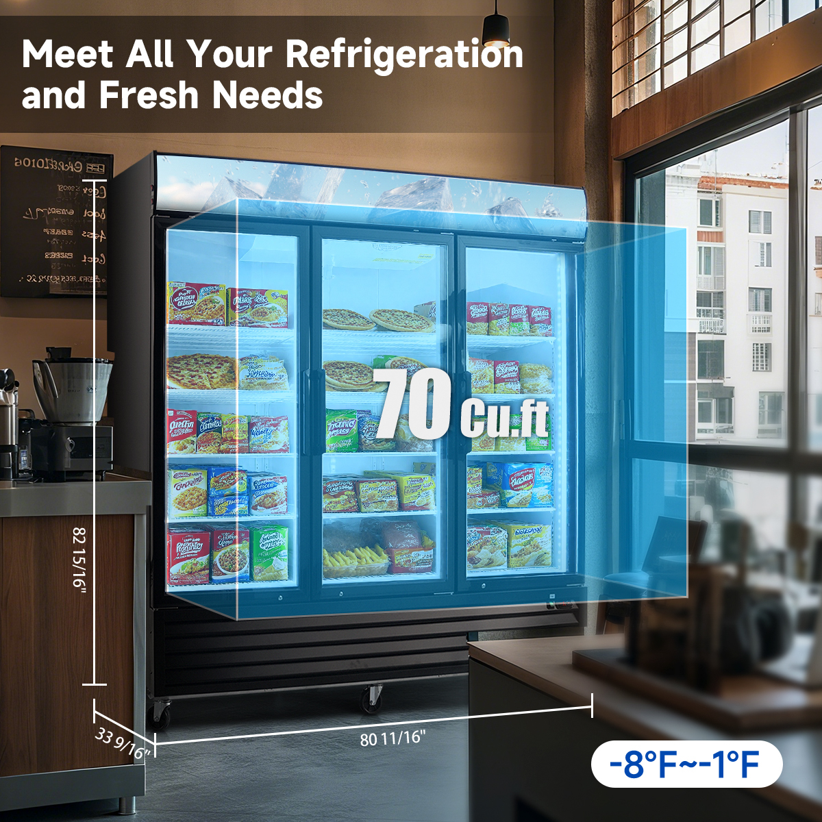 Glass Door Merchandiser Freezer 70 Cu.ft