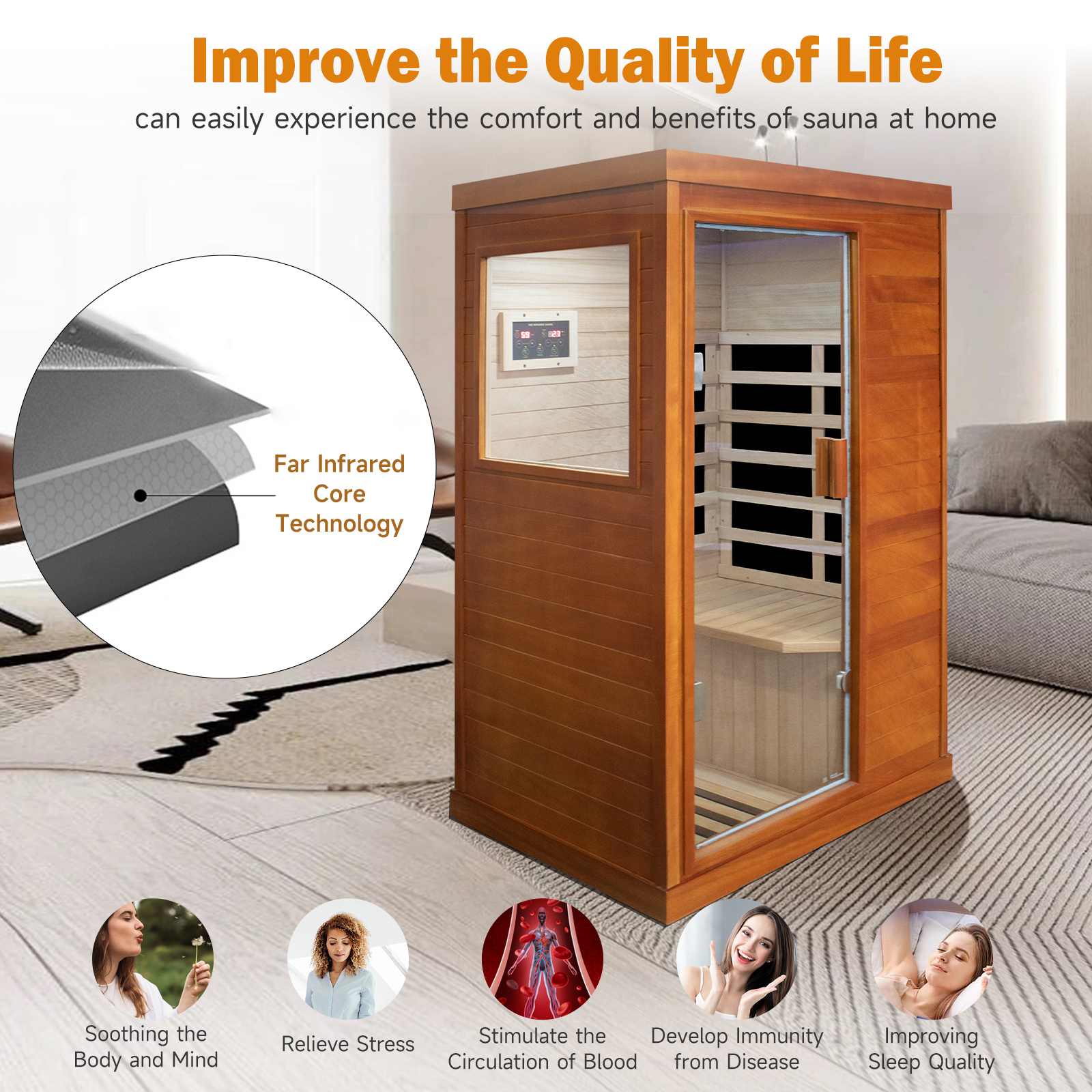 Infrared Sauna Room, 800W - Image 7