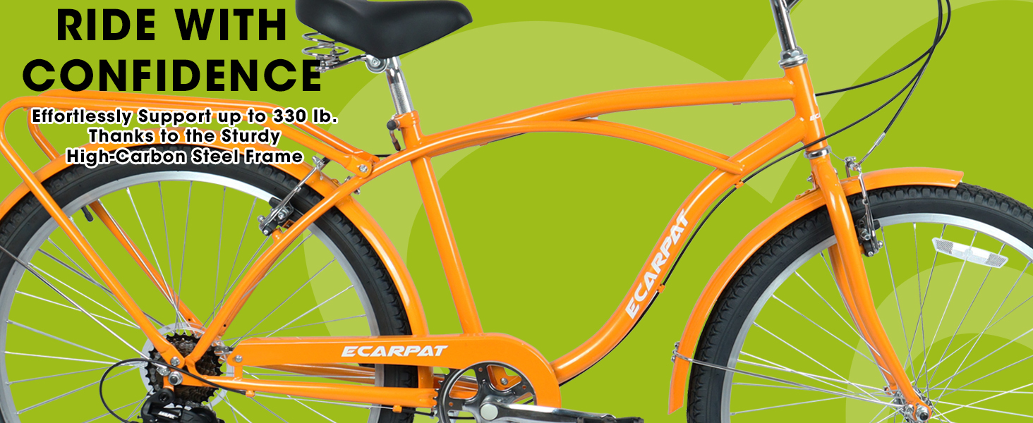 E-CARPAT A26265B 26 Inch 7-Speed Beach Cruiser Bike
