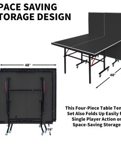 8FT Black Mid-Size Table Tennis Table