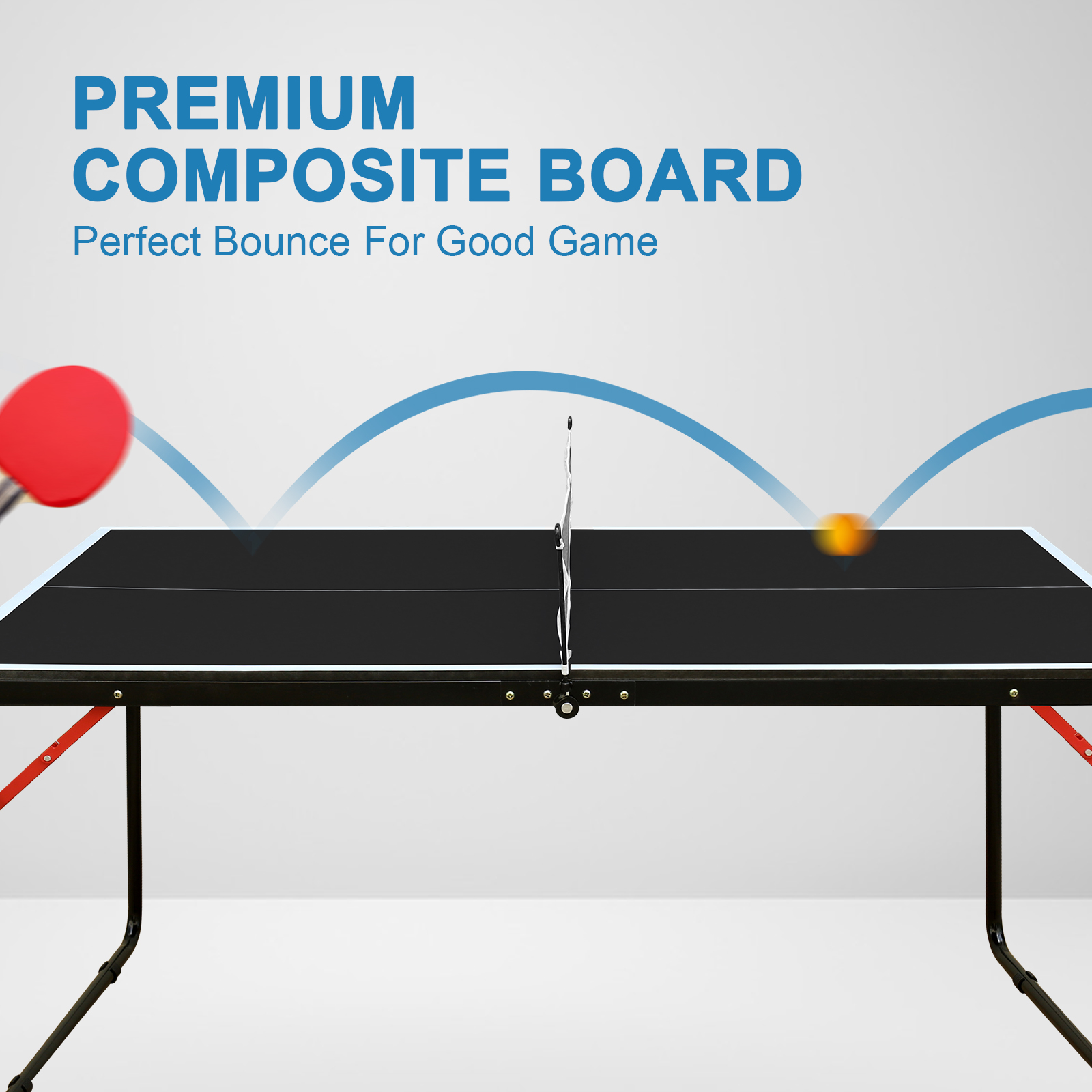 4.5FT Black Table Tennis Table
