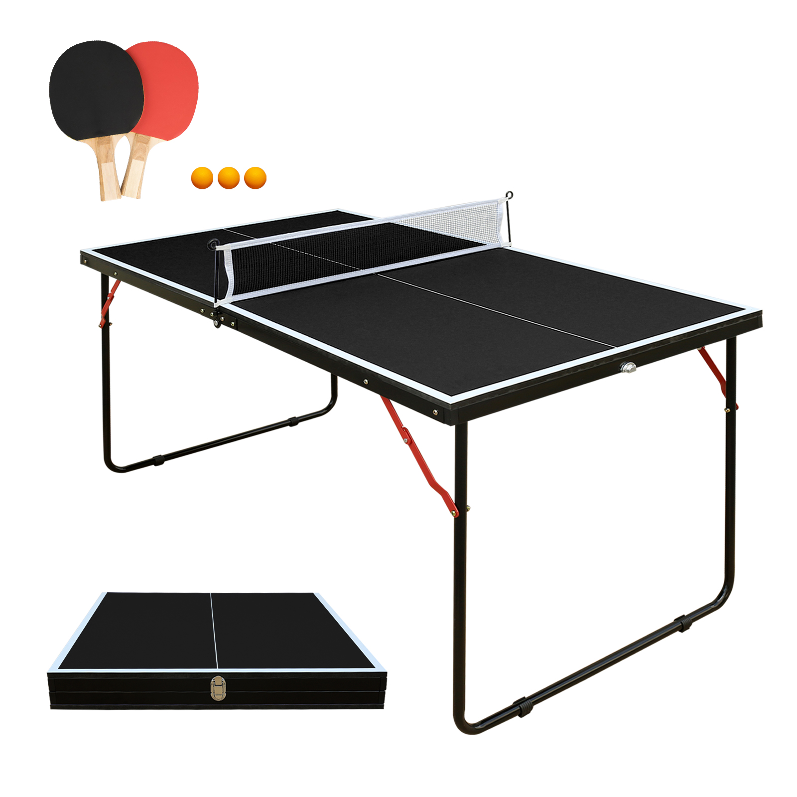 4.5FT Black Table Tennis Table