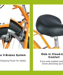 E-CARPAT A26265B 26 Inch 7-Speed Beach Cruiser Bike