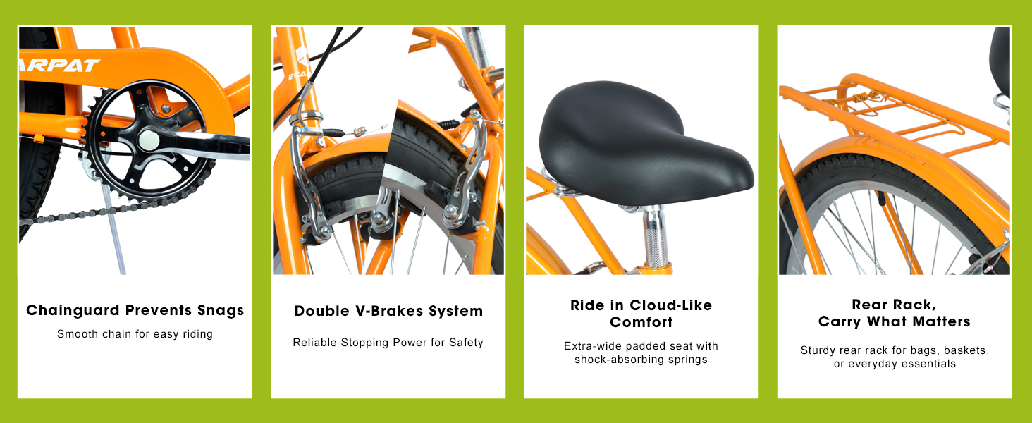 E-CARPAT A26265B 26 Inch 7-Speed Beach Cruiser Bike