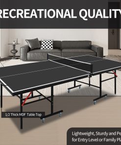 8FT Black Mid-Size Table Tennis Table