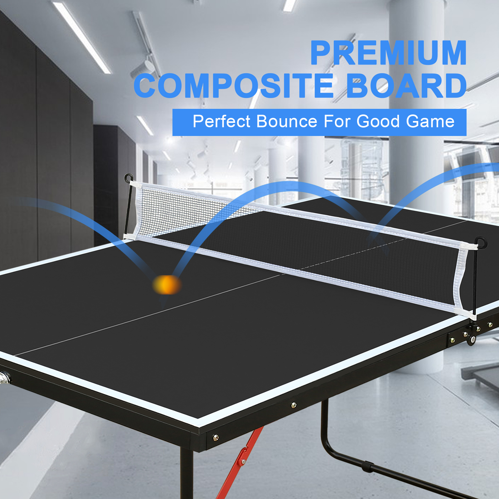 4.5FT Black Table Tennis Table