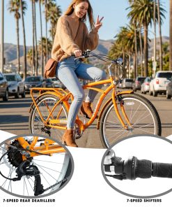 E-CARPAT A26265B 26 Inch 7-Speed Beach Cruiser Bike